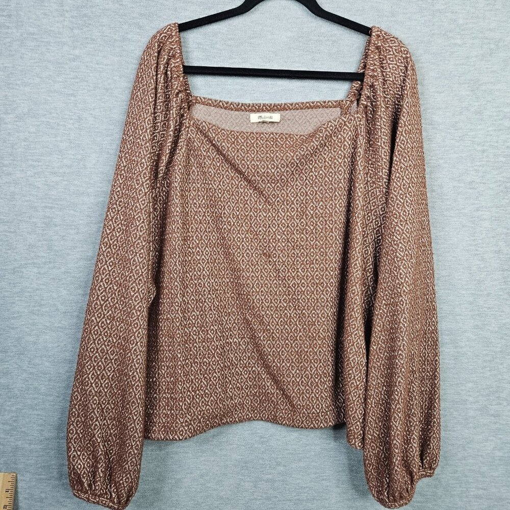 Madewell Women’s Plus Size 3X Jacquard Puff-Sleeve Crop Top